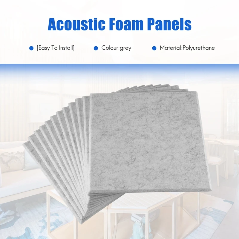 Self-Adhesive Acoustic Panels 12 Pack,12 X 12 X 0.4 Inch Sound Proof Padding,Sound Absorbing Panel For Home