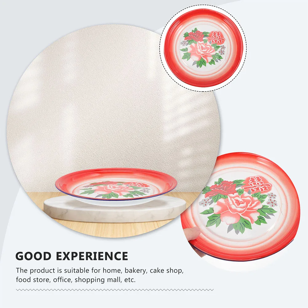 

Retro Enamel Plate Chinese Style Food Dish Smooth Polished Practical Long Shop Hotel Living Room Kitchen Bar