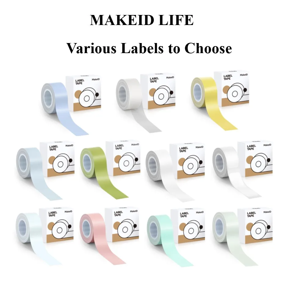 

Self-Adhesive Waterproof Label Tape for MakeID L1 Label Machine Refill with Split-Back Easy-Peel Design Multipurpose Stickers