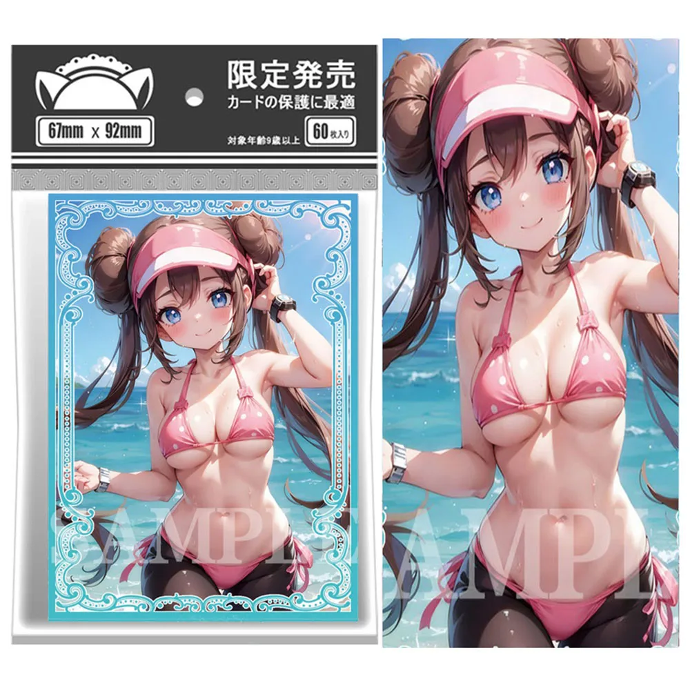 60PCS 67X92mm Swimsuits Rosa Anime Card Sleeves Shining Flash Board Game Trading Card Protector for PKM/MTG Holiday Gift