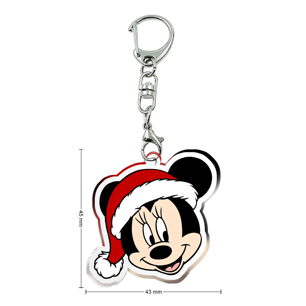 Christmas Disney Mickey Minnie Transparent Acrylic Keychains Kids Xmas Party Gift Collection Girls Jewelry Accessories