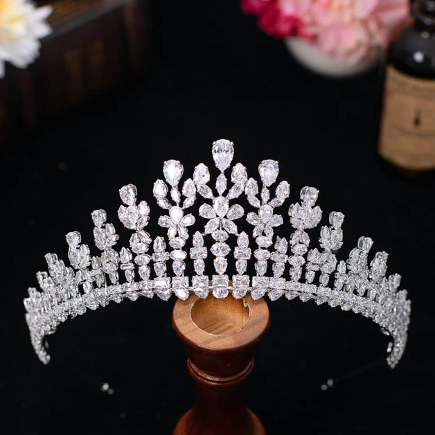 CZ Zirconia Tiaras and Crowns Princess Queen Zircon Diadem For Brides Women Headpiece Wedding Accessories Bridal Hair Jewelry