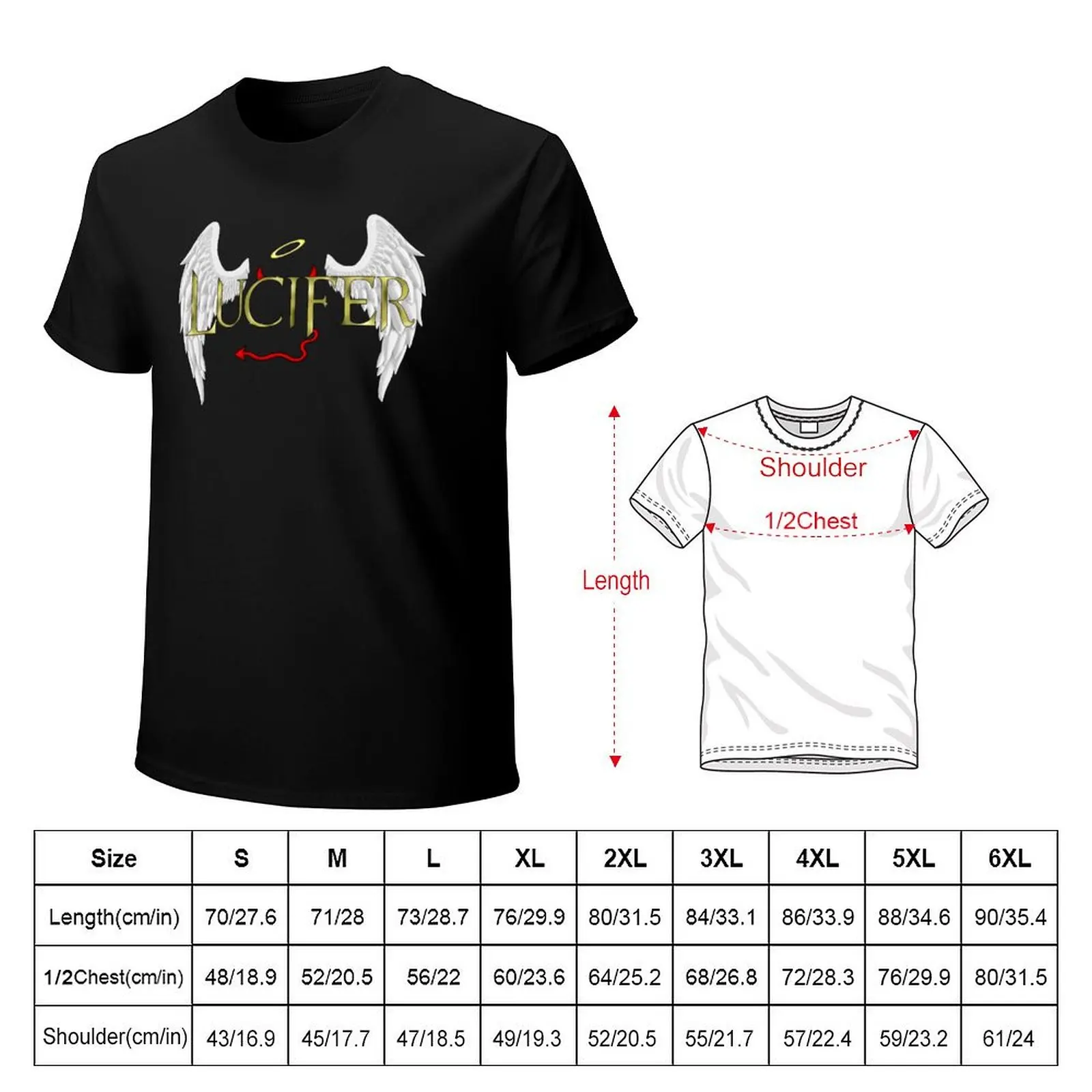Lucifer Angel Devil T-Shirt Heavy Duty Casual Work Tee