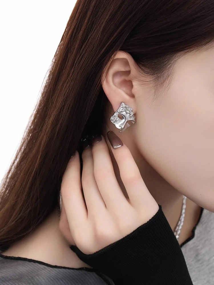 Серьги-гвоздики с маской для лица, ниша, уникальный дизайн, Sense Ins, модные индивидуальные оригинальные серьги-иглы из серебра 925 пробы, серьги