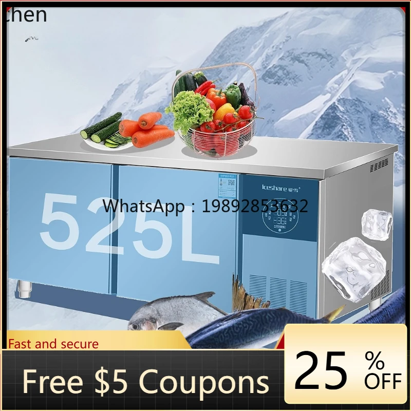 Refrigerated Freezer Milk Tea Shop Water Bar Operation Table Stainless Steel Refrigerator