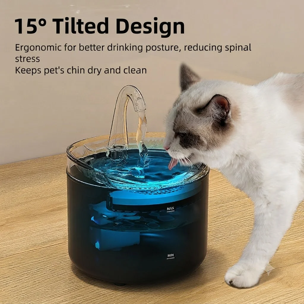 2.2L Automatic Pet Water Fountain Circulating Filtered Pet Water Dispenser with Plug-in Version for Cats Dogs to Drinking Water