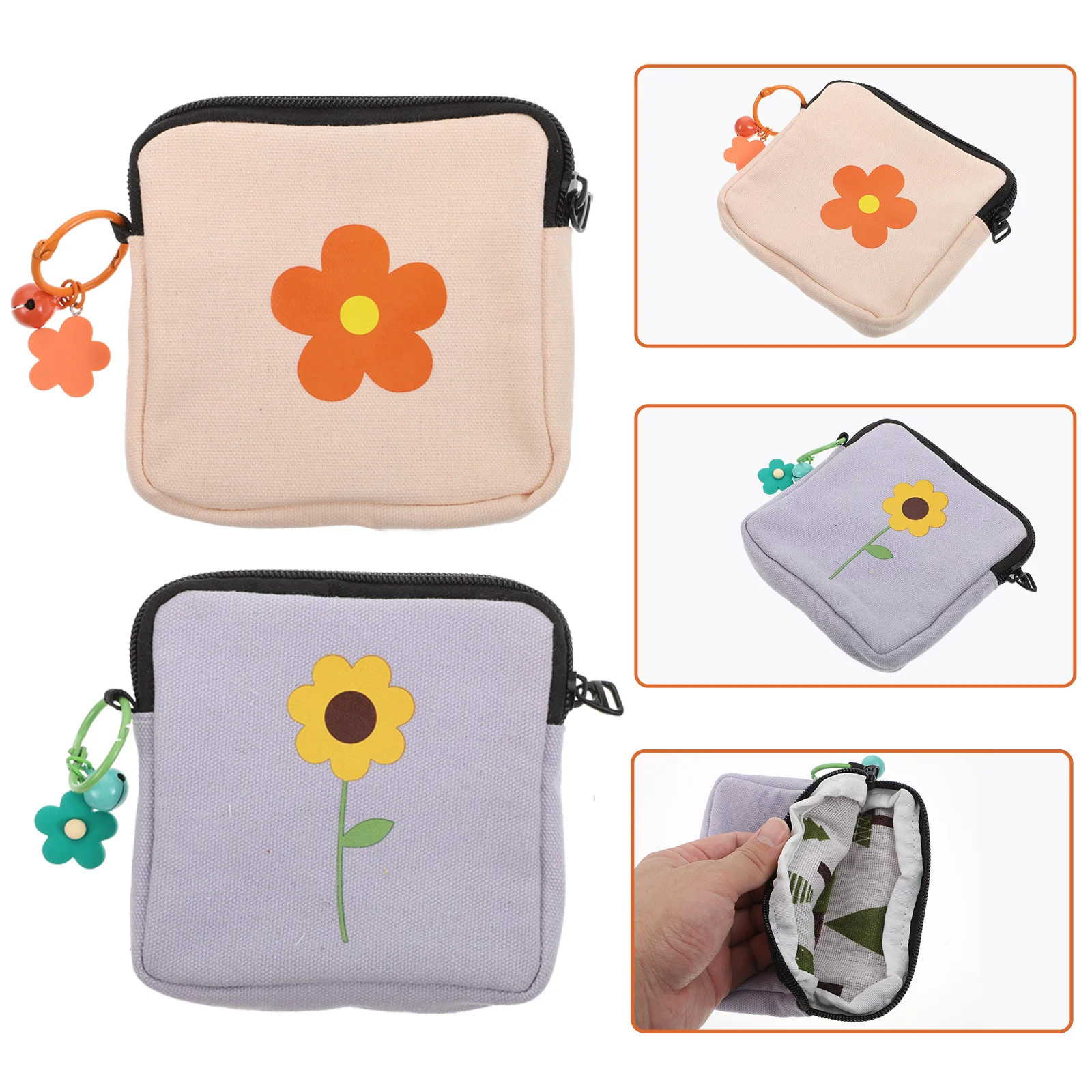 2 Pcs Sanitary Napkin Storage Bag Makeup Organizer Bags for Pad Nursing Pouches Practical Canvas Outdoor Towel Adorable Miss