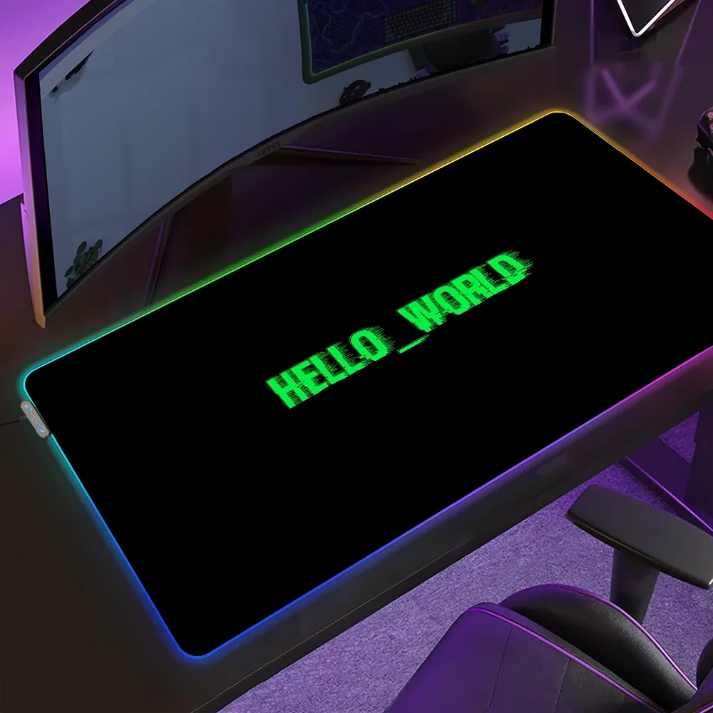 Home H-Hello Cute Mouse Pad Gaming MousePad LED Table Pads Micro USB Backlit Rubber RGB Desk Mats Desktop XXL