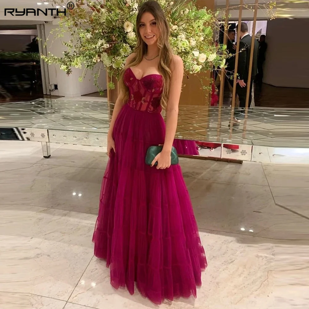 Ryanth Tiered Holiday Dress Tulle Prom Dress Elegant Party Dresses for Women Sky Blue Evening Dress Backless Celebrity Dress