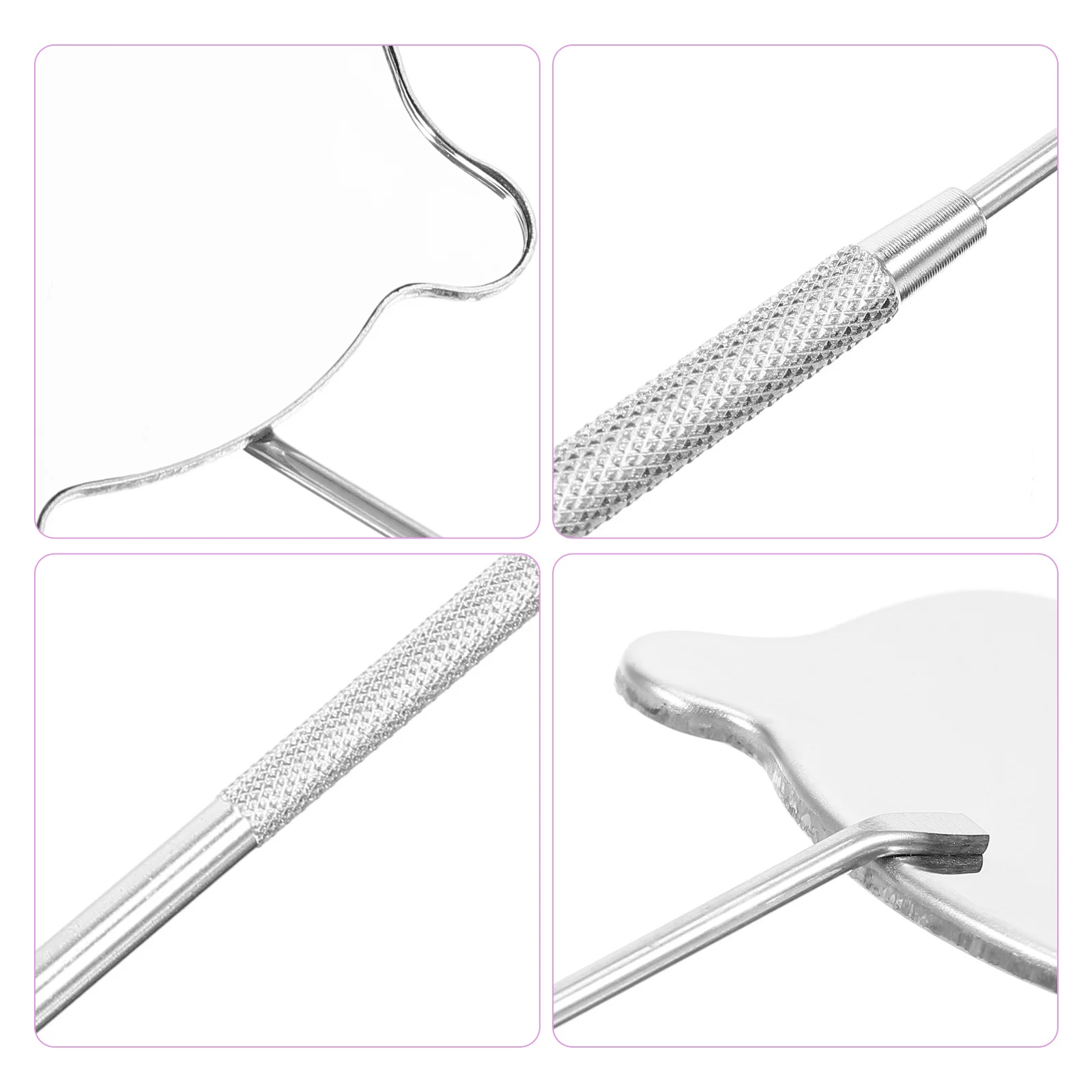

Stainless Steel Eyelash Mirror Bear Shape Non Slip Handle Handheld Lash Extension Mirror for Eyelash Inspection and Salon Lash