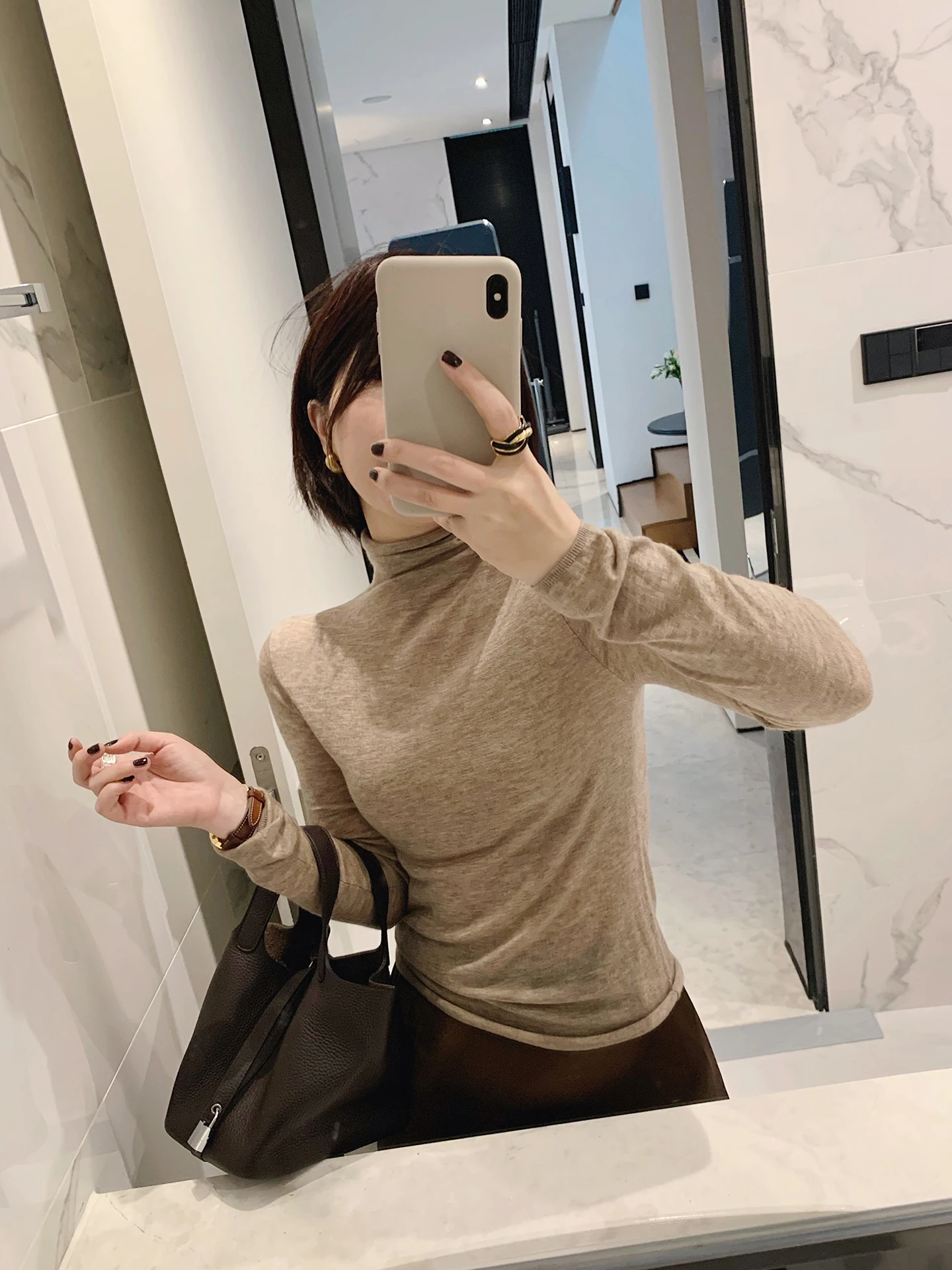 

Женская облегающая водолазка Misslady с высоким воротником из растворимой шерсти, универсальная, приталенная, с длинным рукавом, из мягкого хлопкового бленда