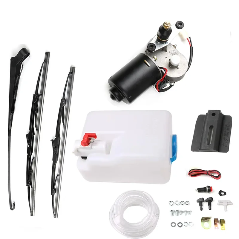 

UTV For Polaris Ranger Honda Washer Electric Windshield Wiper Motor Kit Reservoir Pump Bottle Jet Wiper