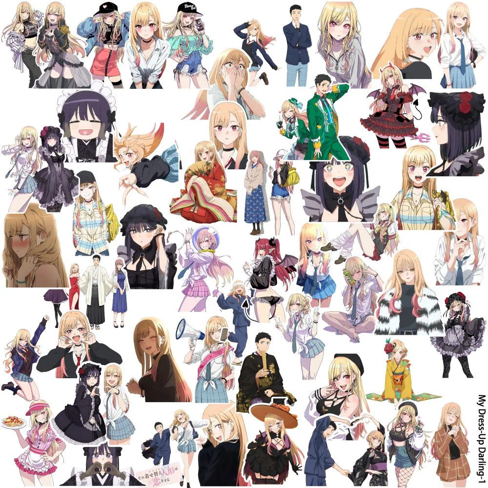 50PCS Dressing Puppe Fallen In Love Cartoon Anime Loli Schönheit Notebook Telefon Fall Dekorative Aufkleber