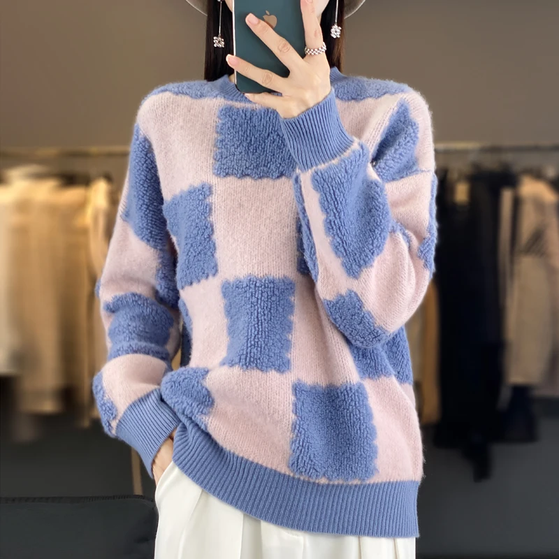 Winter Thick Jumper Female Pullover Long Sleeve 100% Woolen Woman's Sweaters Loose Large Size Clothes Fashion Casual Knitted Top