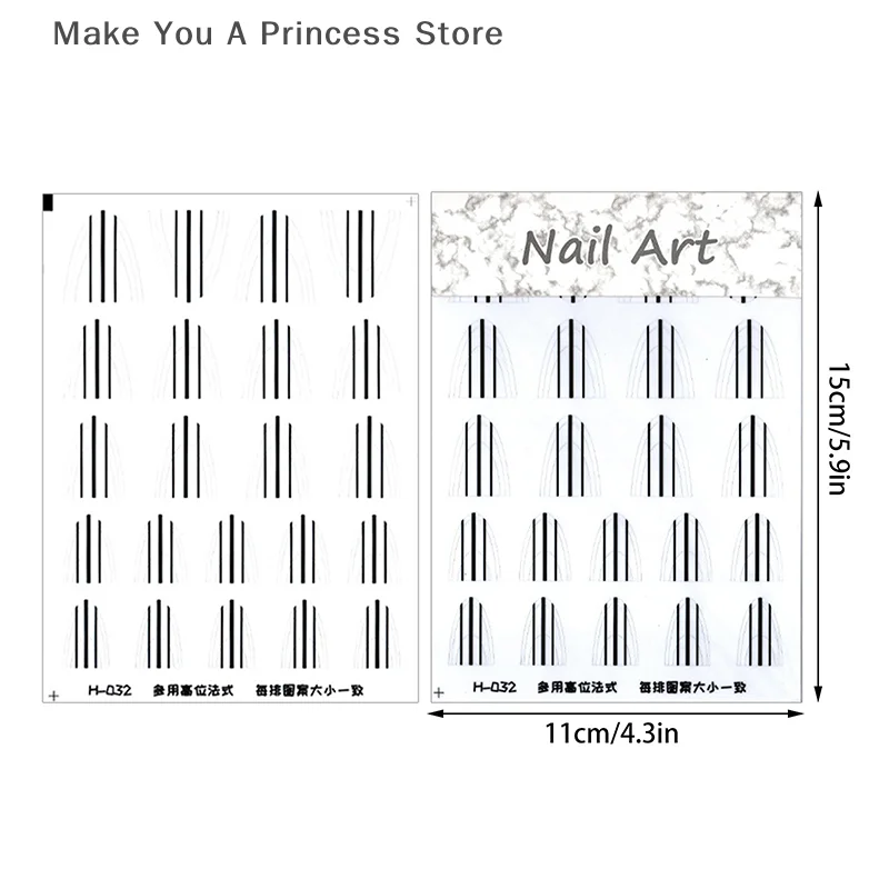 Französische Streifenlinie Nail Art Form Fransen Spitze Führungen Wellig Schräg Spray Vorlage Aufkleber Kreative Schablone DIY Maniküre Werkzeuge Dekor