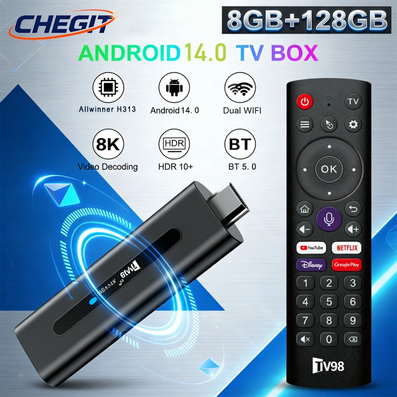 2026 신형 안드로이드 14 스마트 TV 박스 Wifi6 지원 8K 비디오 구글 음성 어시스턴트 8GB+128GB 넷플릭스 유튜브 미디어 플레이어
