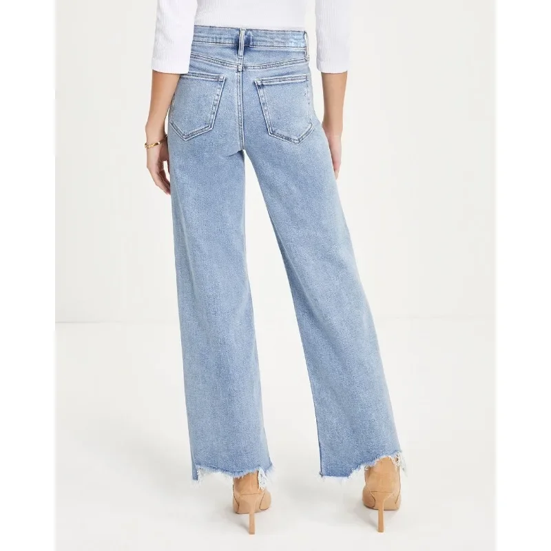 Baggy Jeans Women Tassel Straight Pants Blue Jeans Streetwear Trouser Wide-legged Pants Women Clothes High Waisted Pants Korean