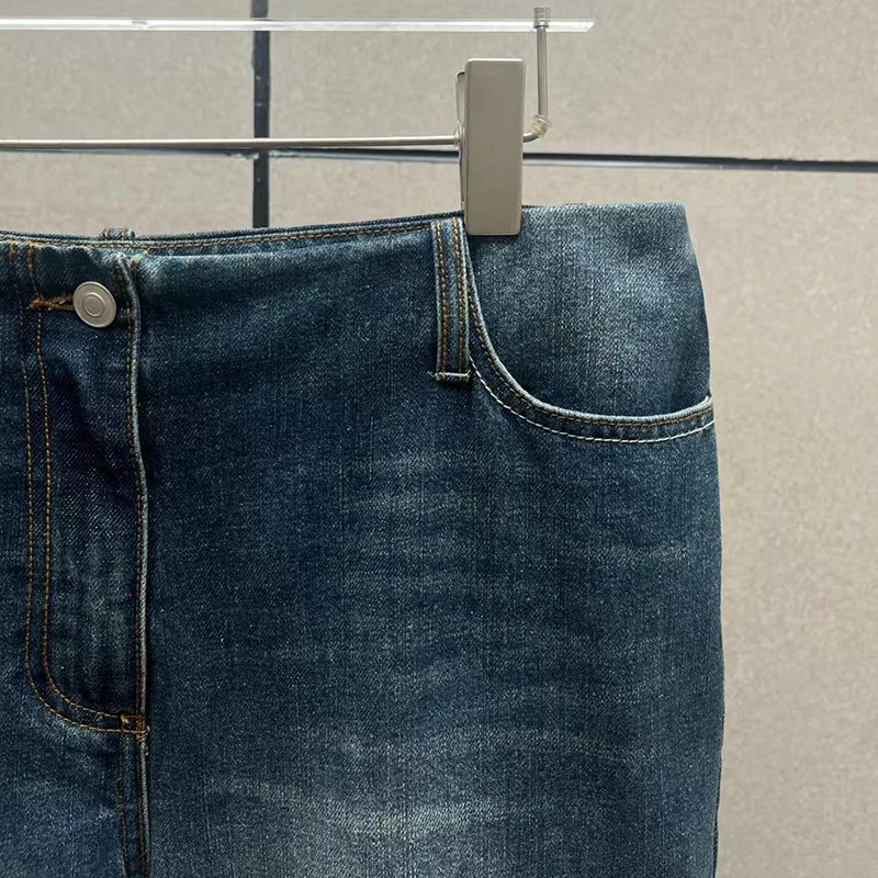 Women's Washed Distressed Jeans, Low-Rise Wide-Leg Pants, High-Quality Pure Cotton Versatile Trousers, Fall, New Arrival, 2025