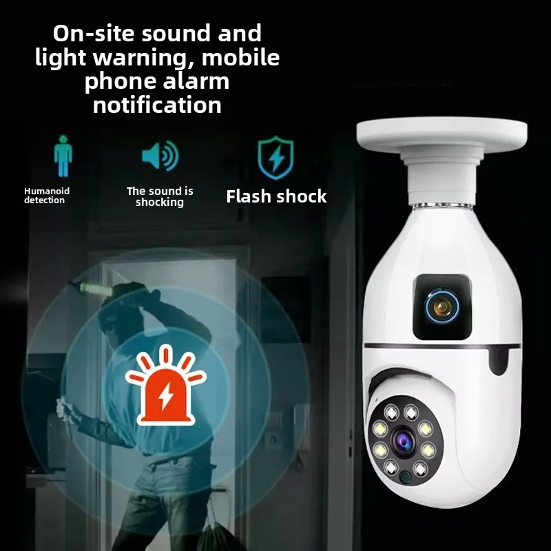Dual‑Lens Bulb Camera, Wireless WiFi Smart Camera, Mobile Phone Remote Home Monitor HD Night Vision