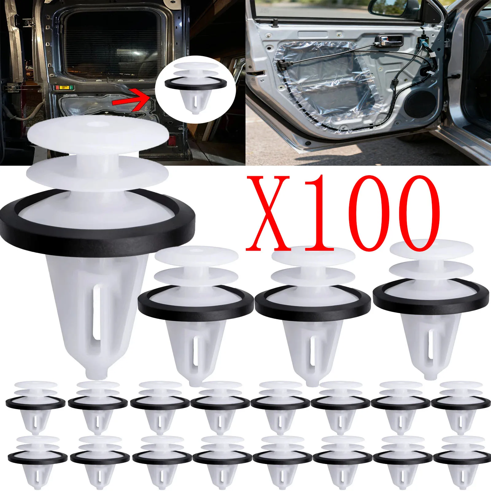 

10-100X Car Door Trim Panel Retainer Clip For Ford C-Max Edge Escape Explorer F-150 Mustang Focus Flex Fusion Taurus Lincoln MKC