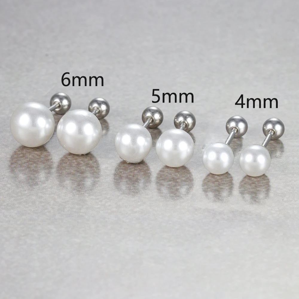 2pcs Simple Pearl Piercing Stud Earrings for Women 2023 Jewelry Stainless Steel Earring for Mother Day