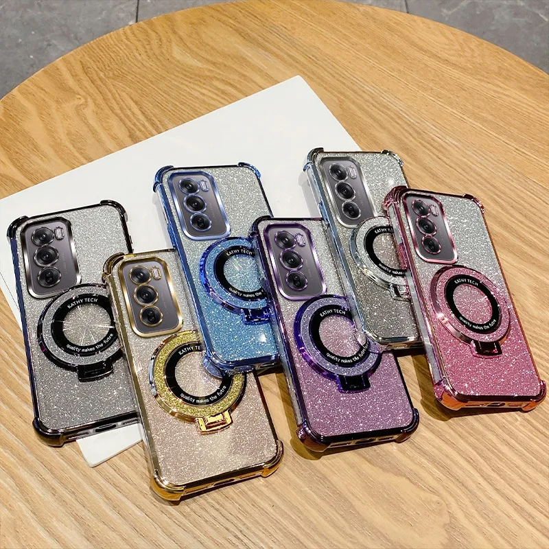 Shockproof Holder Ring Phone Case For OPPO Reno 12 11 10 Pro 8 7 6 5 5G 12F 11F 5Z 7Z 8Z Find X3 X5 Lite X7 Ultra X8 Soft Cover