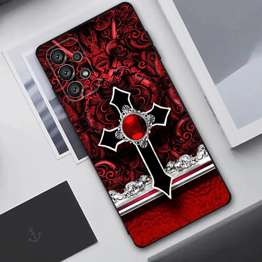 Gothic Cross Skull Y2K   Phone Case For Samsung Galaxy A20,A21s,A22,A31,A32,A52,A53,A72,73,A80,A91 Soft Black Cover