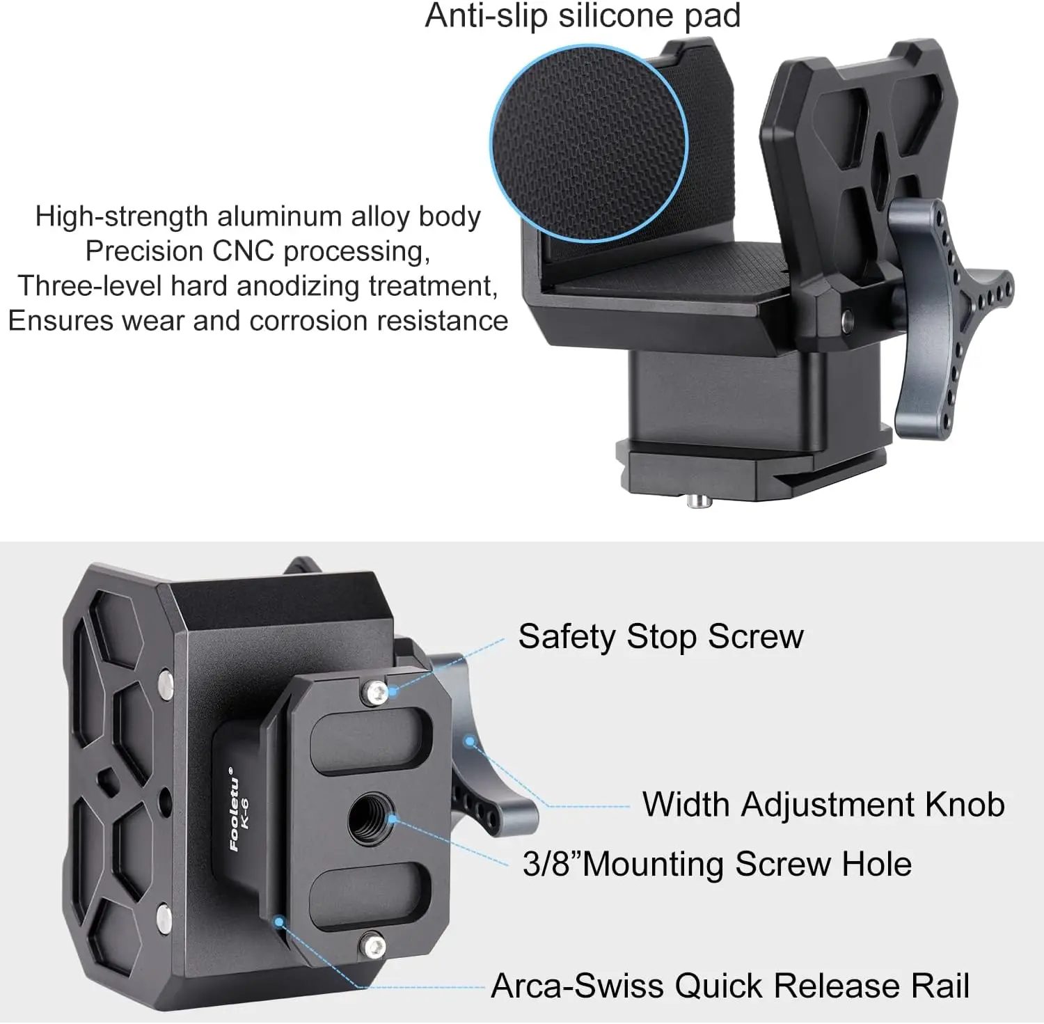 Shooting Saddle Clamp Tripod Rifle Clamp Arca Swiss Rifle Saddle Mount with Quick Release Plates Rail for Hunting and Shooting G