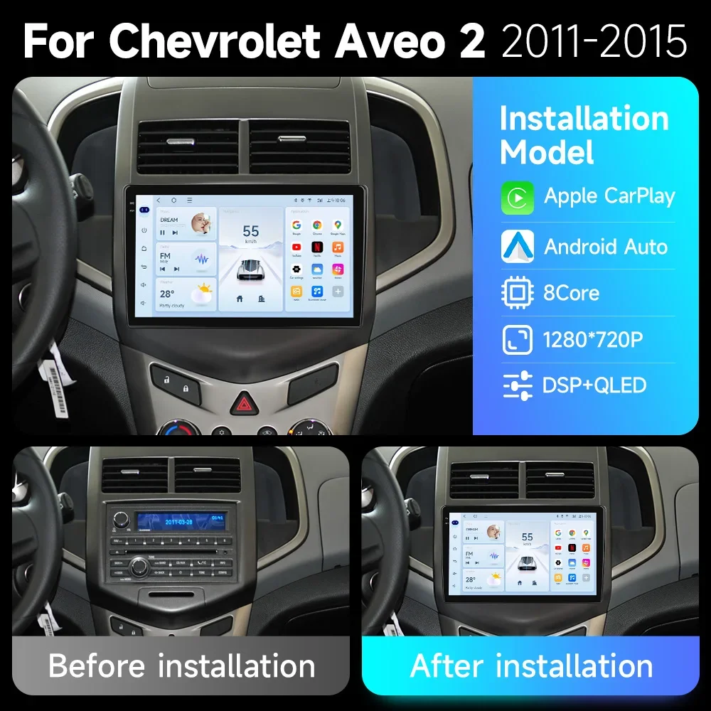 JIUYIN  8Core 4G 2din Android Car Radio Multimedia Player For Chevrolet Aveo 2 Sonic T300 Autoradio CarPlay Navigation GPS