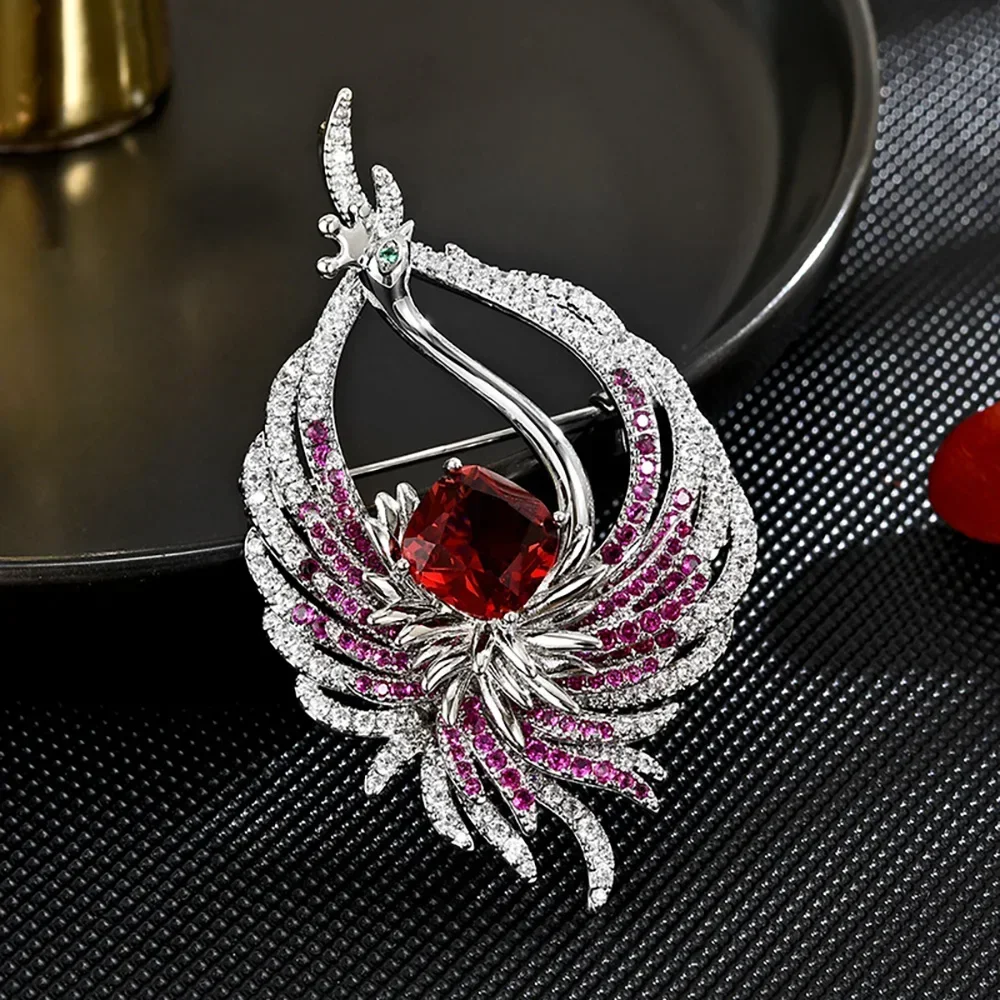 

Advanced Ruby Brooch Pin Exquisite Rhinestone Round Blossom Flower Breastpin for Dating Brooch Pins Clothing Accessori