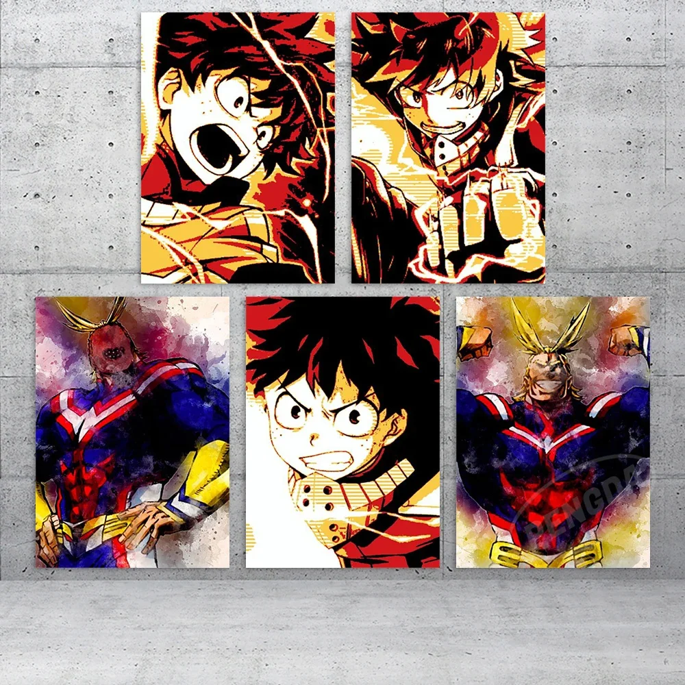 My Hero Academia Wall Art Canvas All Might Print Posters Midoriya Izuku Painting Anime Pictures Home Decor Living Room Modular