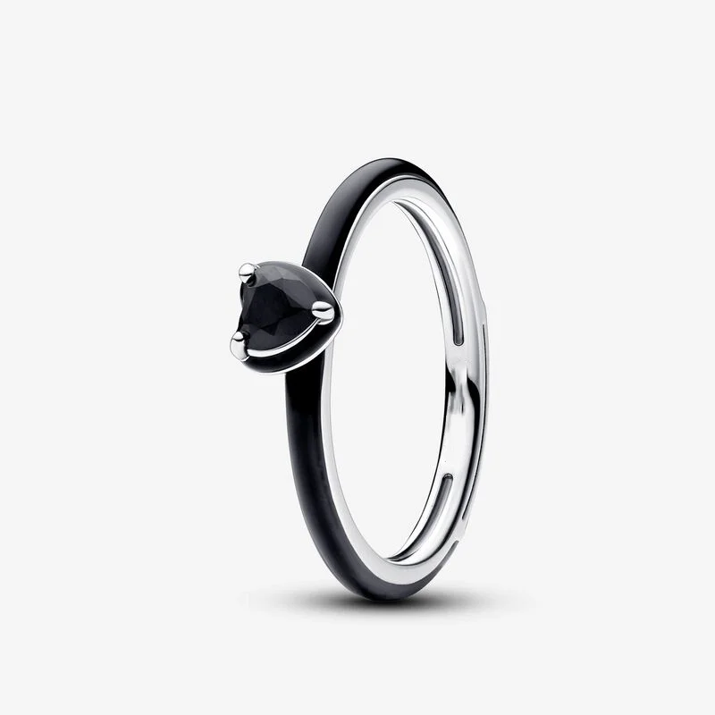 100% 925 Sterling Silver Black Chakra Heart ME Ring For Women Wedding Gift Original Jewelry Accessories