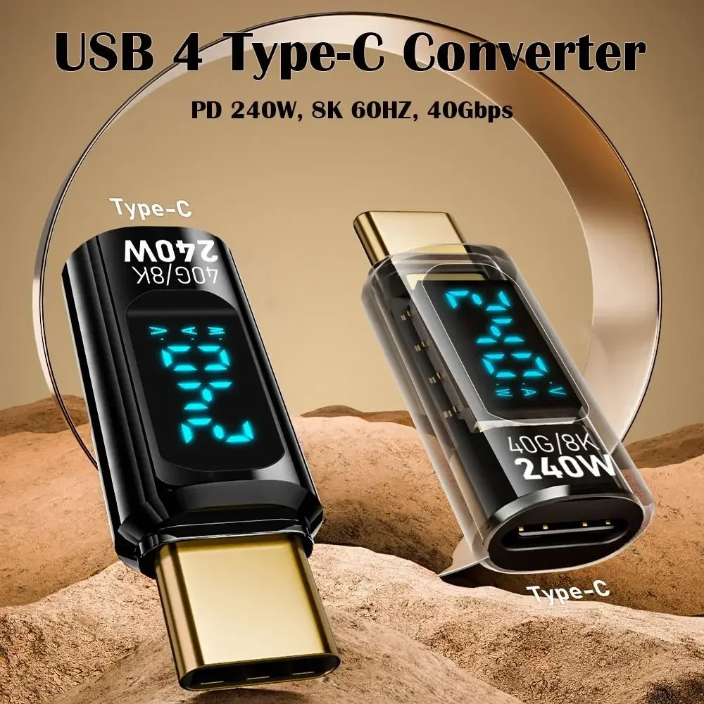 

1 PCS Digital LED Display USB 4 Type-C Adapter PD 240W 8K 60HZ OTG Converter Data Transmission 40Gbps USB C Extension Laptop