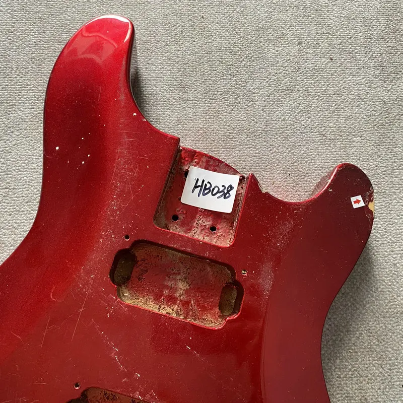 HB038 Metallic Red Color Paints and Wood Damages Unfinished Guitar Body Right Hand for Custom Order Replace and DIY Use