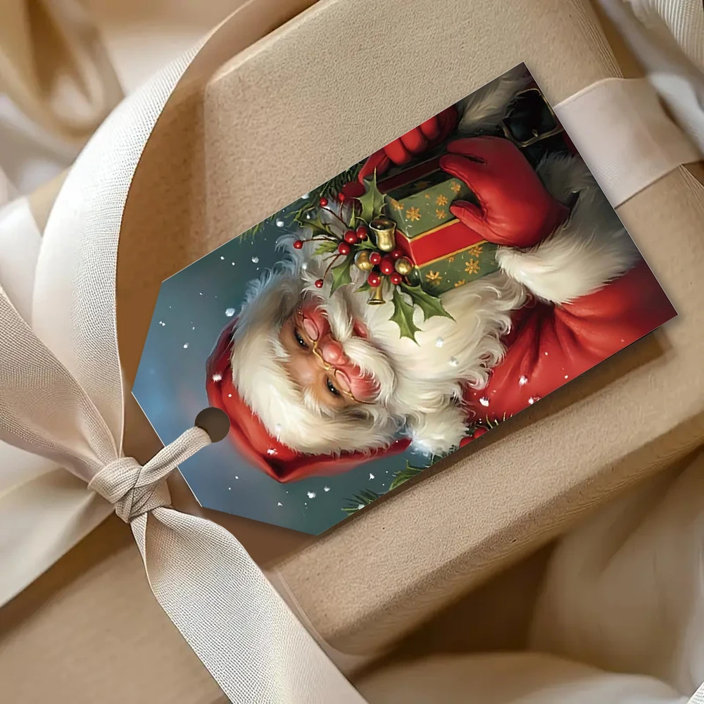 40шт, рождественские бирки, подарочные этикетки, украшения для вечеринок, сделай сам, упаковочные украшения, поздравительные открытки, праздничные открытки, джутовый шпагат