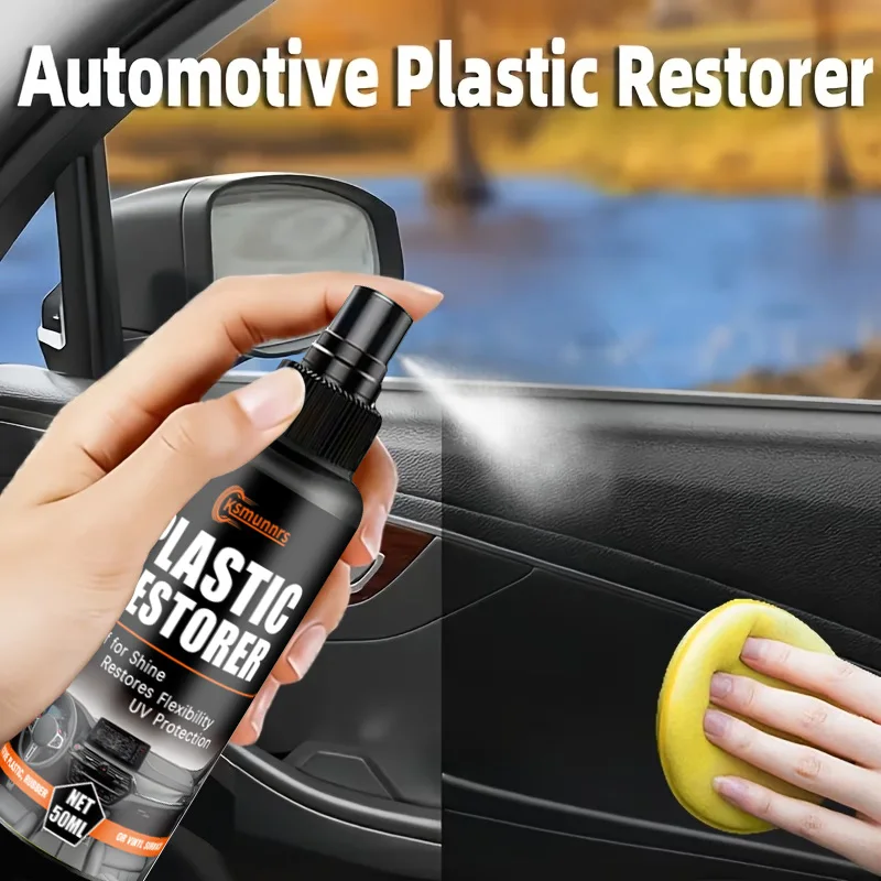 Car Plastic Restorer and Shine Spray, UV Resistant Waterproof Coating for Dashboard, Trim and Interior Plastic Parts