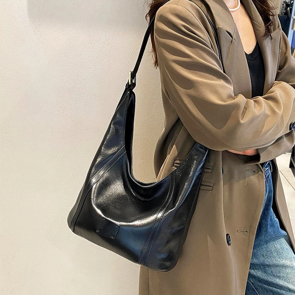 

Autumn Winter Leather Top Layer Cowhide Crossbody Bag Fashionable Versatile Commuting High End Feel Square Single Shoulder Bag
