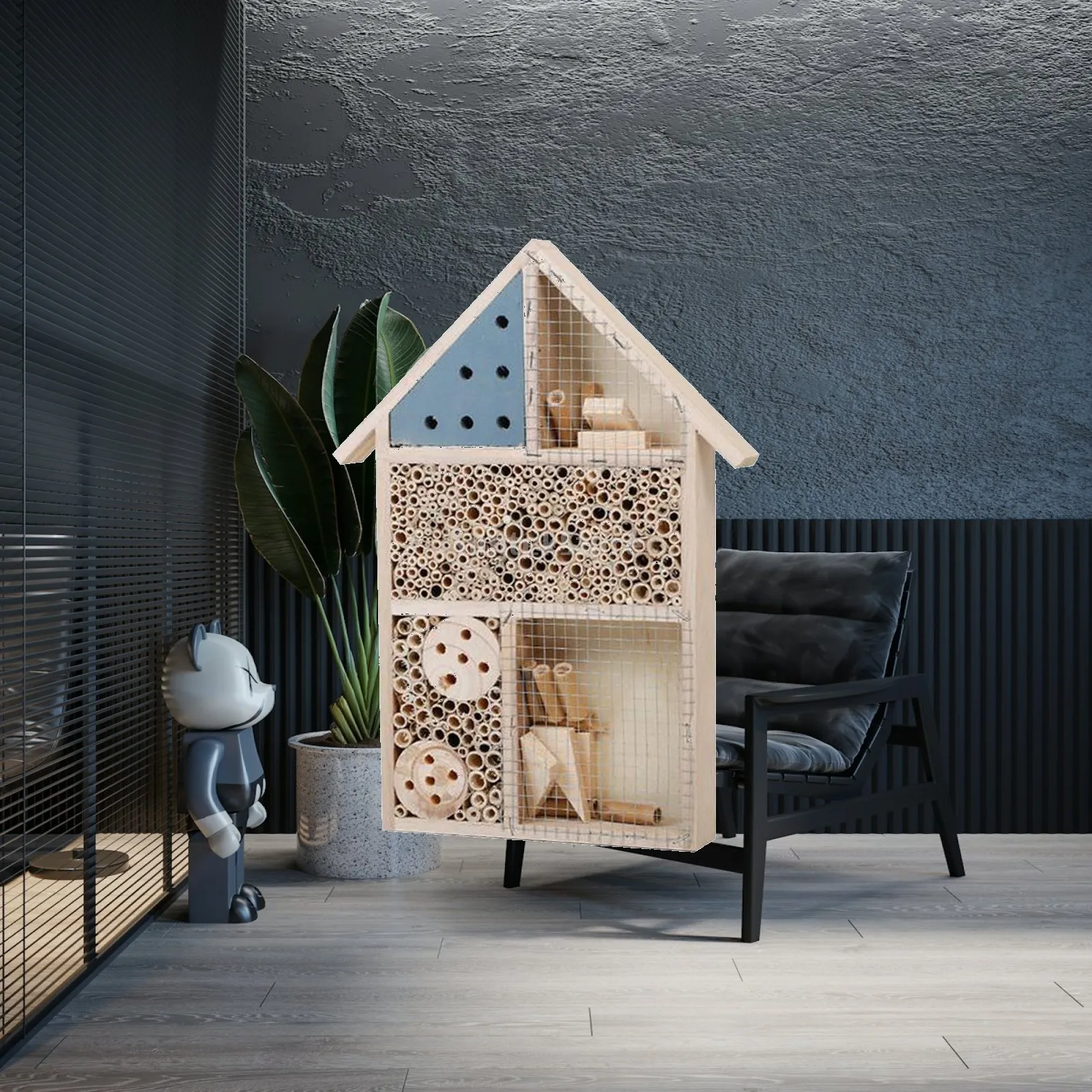 Maisonnette en bois pour insectes, abri pour abeilles, habitat écologique pour l'observation de la nature dans le jardin