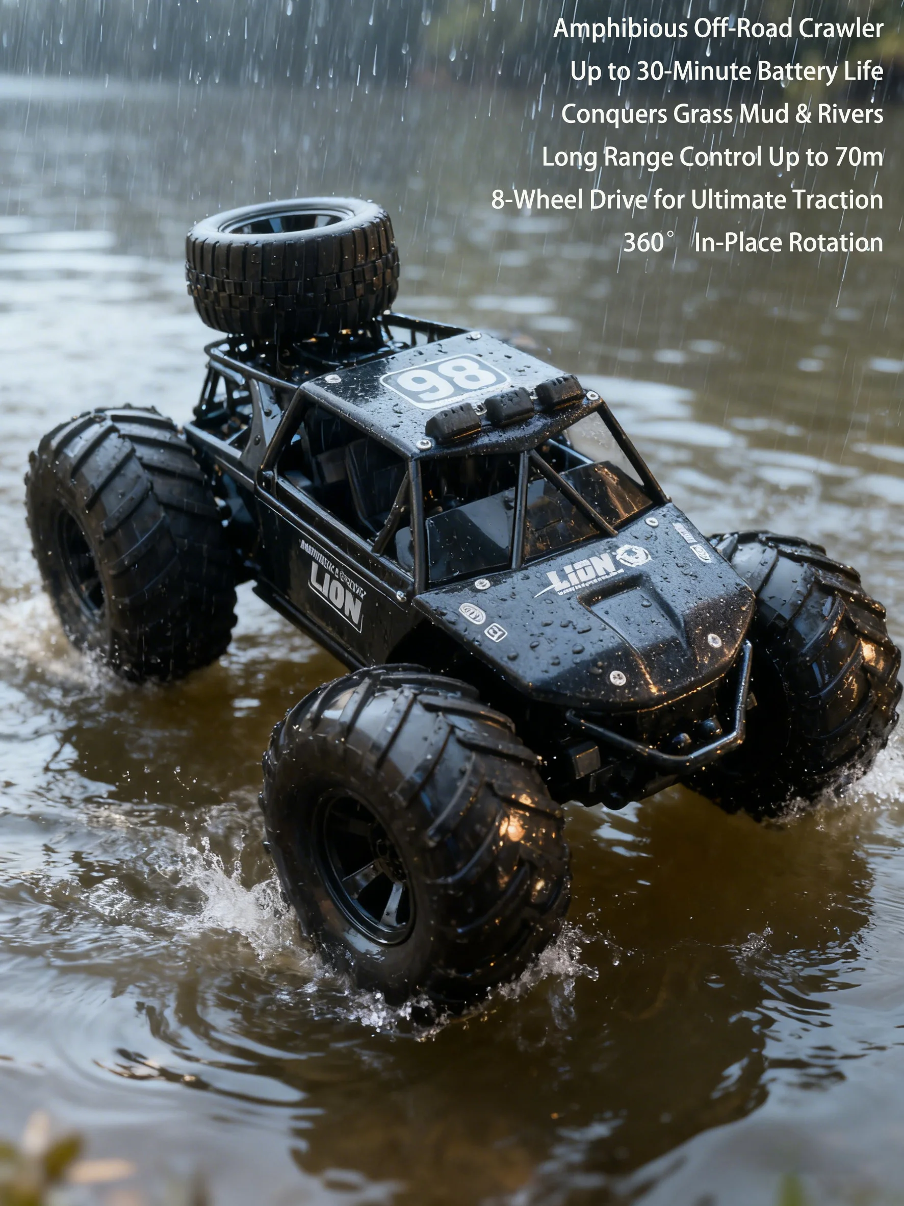 

Christmas Birthday Gifts All Terrain Amphibious RC Car Boat Waterproof 4WD APP Control Rock Crawler for Pool Lake Off Road