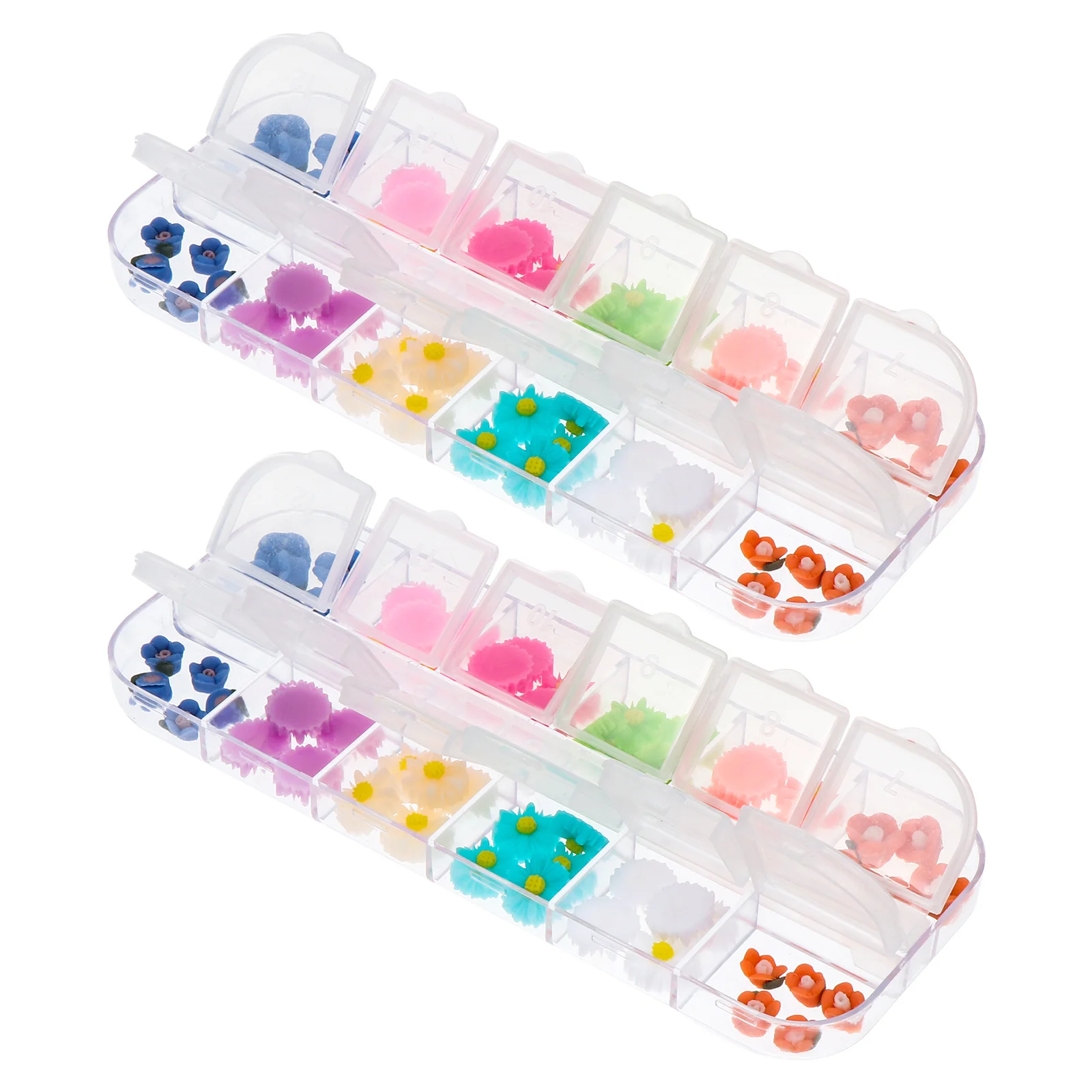 

2 коробки, 3D полимерные цветы ромашки, нитки для ногтей, разноцветные, легкие, для путешествий, работы, очаровательные аппликации, украшения для дизайна ногтей «сделай сам»