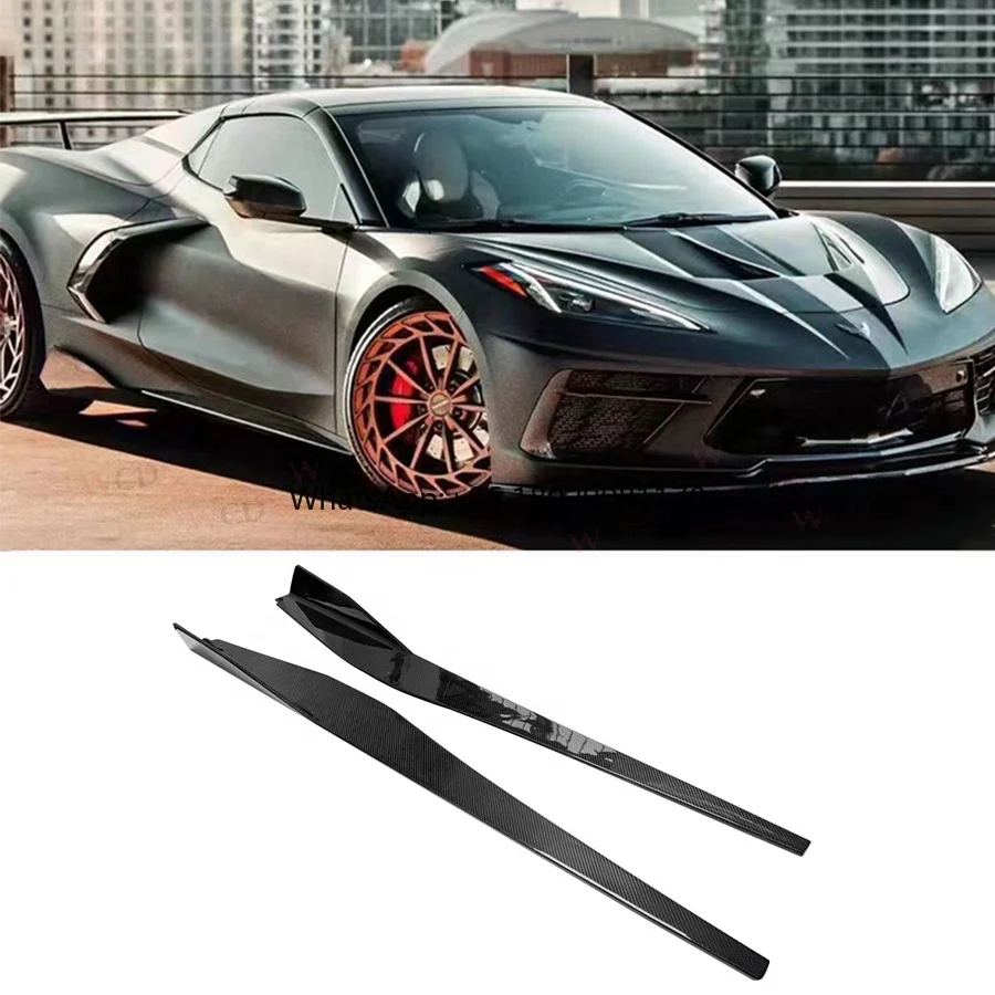 Corvette C8 Dry Carbon Fiber Side Skirt For Chevrolet Carbon Fiber Side Spoiler Splitter 2020+