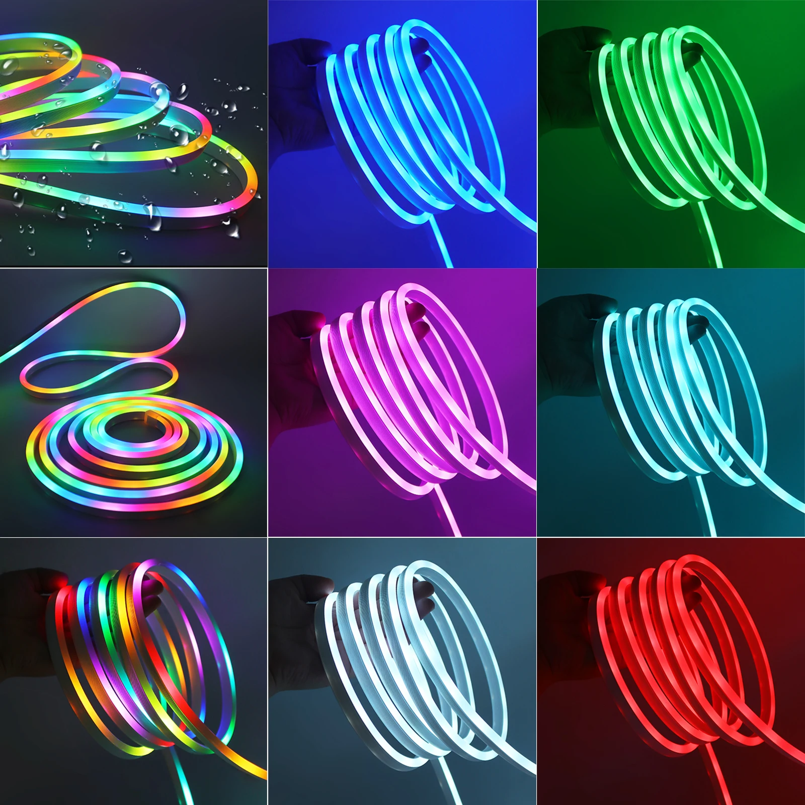 Imagem -04 - Impermeável Rgb Neon Led Strip Corda de Fita Flexível Home Decor Jardim Controle Bluetooth App dc 5v Usb Ws2812b Ip67 Ws2812b