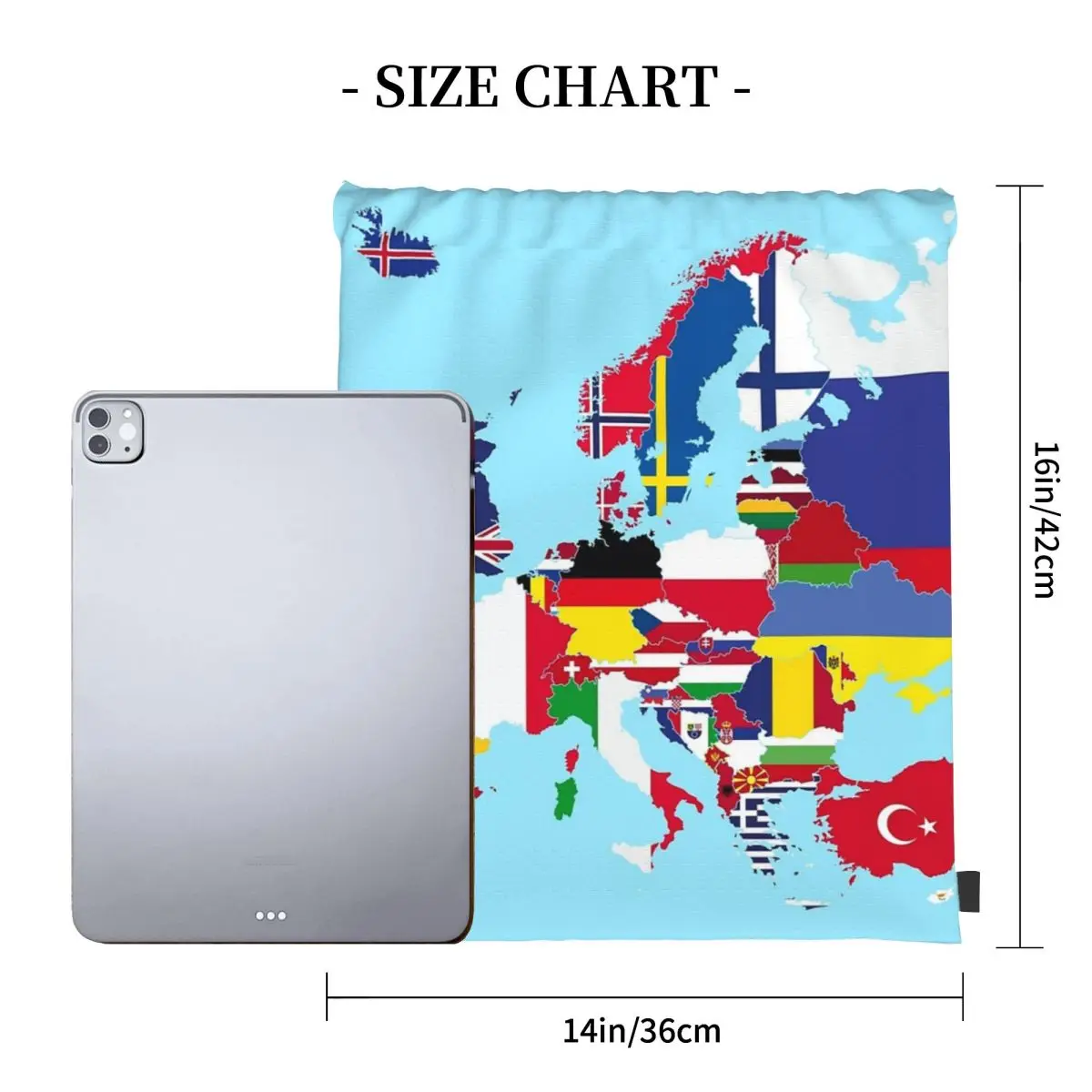 유럽 지도 플래그 배낭, 캐주얼 휴대용 드로스트링 백, 잡화 가방, 여행 학교 책 가방