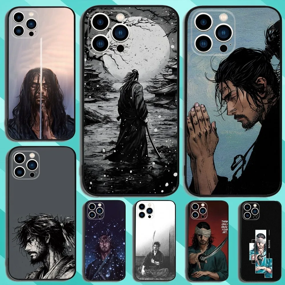 Vagabond Miyamoto M-Musashi Phone Case For iPhone 16,15,14,13,12,11,Plus,Pro Max,XS,X,XR,SE,Mini,8,7 Soft Silicone Black Cover