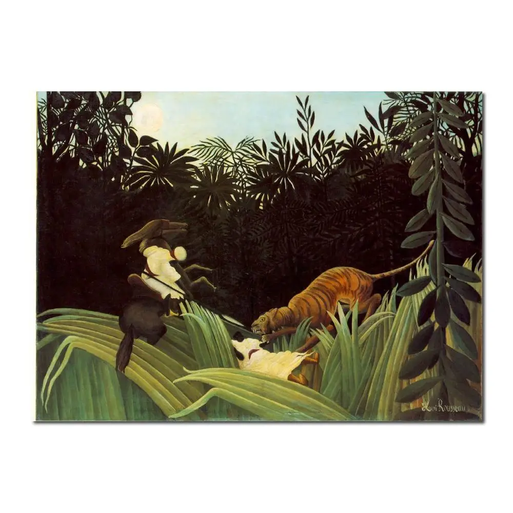 

Scout Attacked by a Tiger Henri Rousseau reproduction art High quality Handpainted