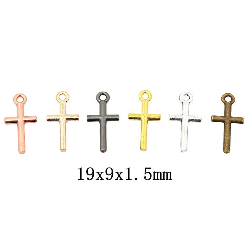 200pcs 18*9mm Zakka Style Wedding Creative Gift Alloy Smooth Cross Jewelry, Vintage Classic Handmade Diy Sweater Necklace Pendan