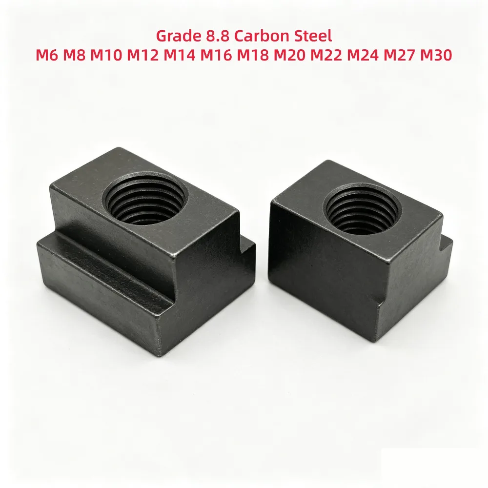 DIN508 Grade 8.8 Carbon Steel T-Slot Nuts M6-M30 High-Precision Clamping Blocks for Milling Tables & CNC Fixtures