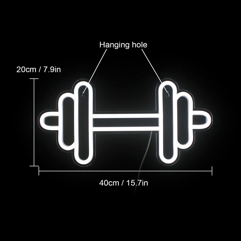 Imagem -03 - Exercício Barbell Neon Sign Decoração de Parede Led Usb Alimentado com Interruptor para Quarto Sala de Esportes Festa Gamer Ginásio