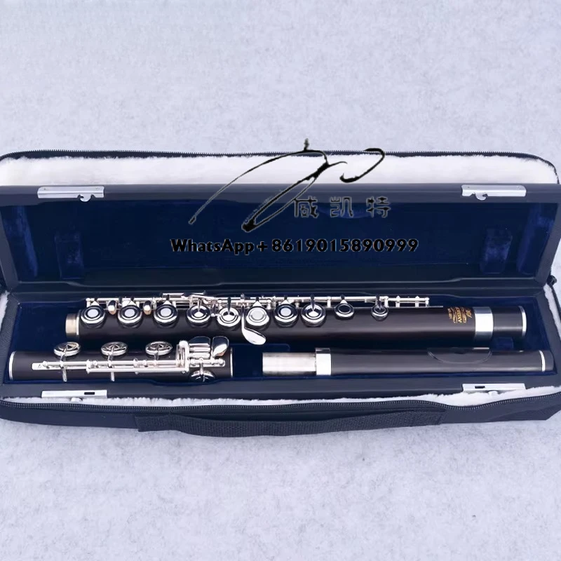 17 Holes Ebony/Grenadilla Flute Open Hole Silver Plated E Key Grenadilla Wood Professional Flute MFL-201