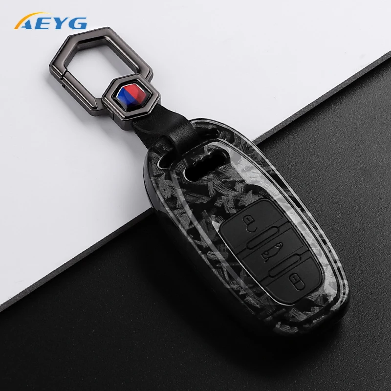 ABS Carbon Fiber Car Key Case Cover For Audi A1 A3 8V A4 B8 B9 A5 A6 C7 A7 A8 Q3 Q5 Q7 S4 S6 S7 S8 R8 TT key chain Accessories